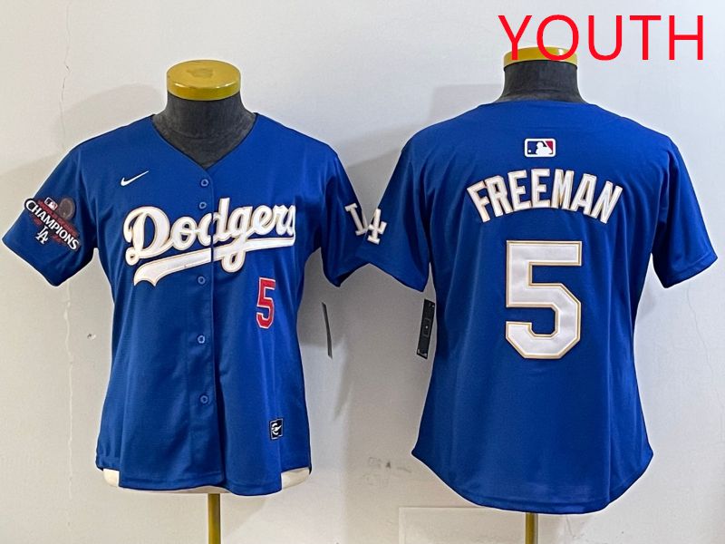 Youth Los Angeles Dodgers #5 Freeman Blue Gold Game 2025 Nike MLB Jersey style 2->youth mlb jersey->Youth Jersey